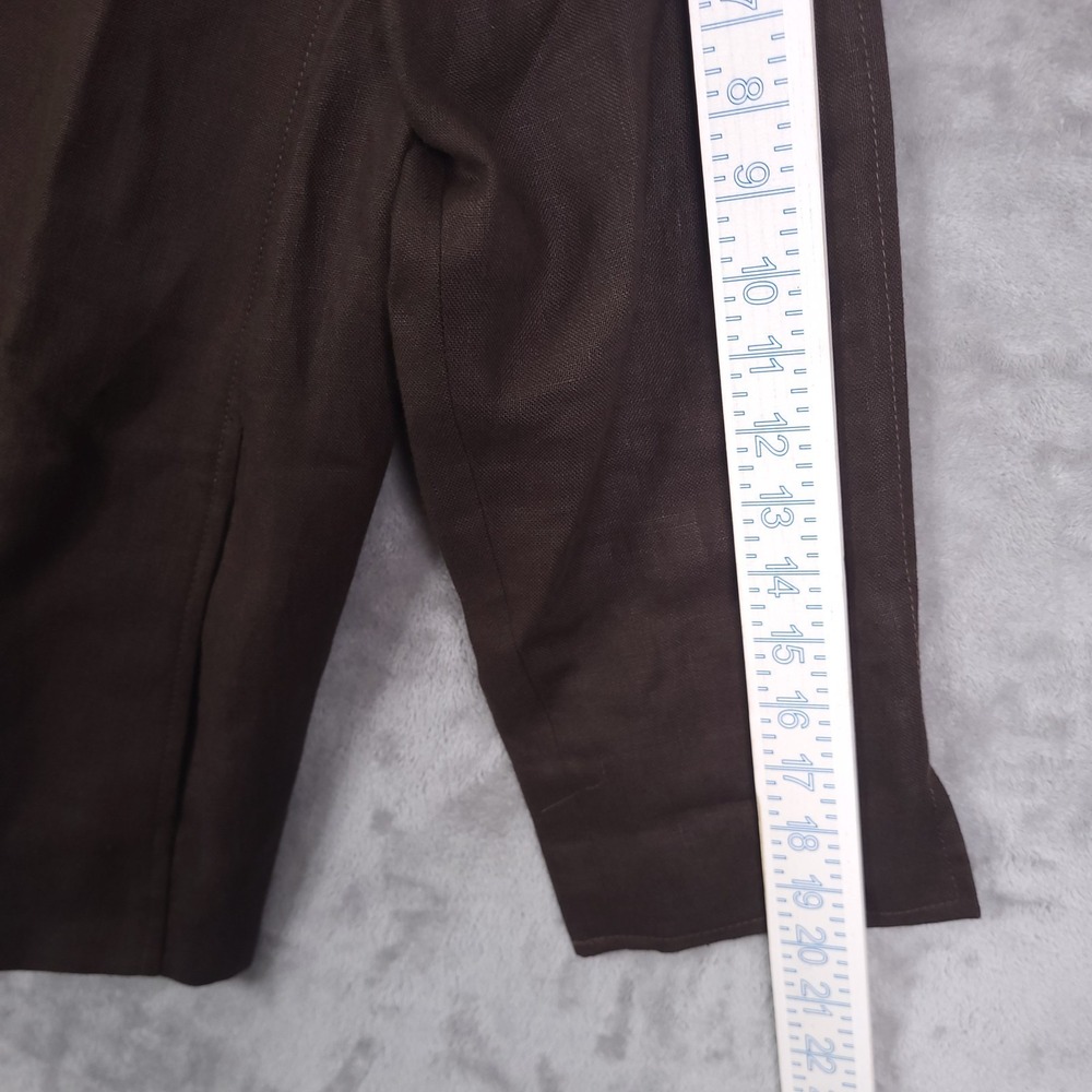 Talbots Pure Irish Linen Open Jacket Plus Size 1X Preppy Pockets Brown Pockets - Picture 6 of 12